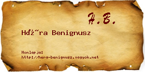 Héra Benignusz névjegykártya